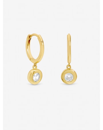 Jon Richard Gold Plated Cubic Zirconia Bezel Huggie Earrings