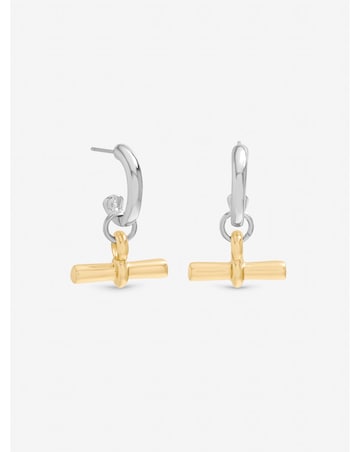 Inicio Two Tone T-Bar Earrings - Gift Pouch