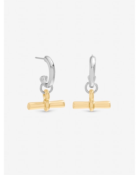 Inicio Two Tone T-Bar Earrings - Gift Pouch