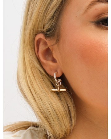 Inicio Two Tone T-Bar Earrings - Gift Pouch