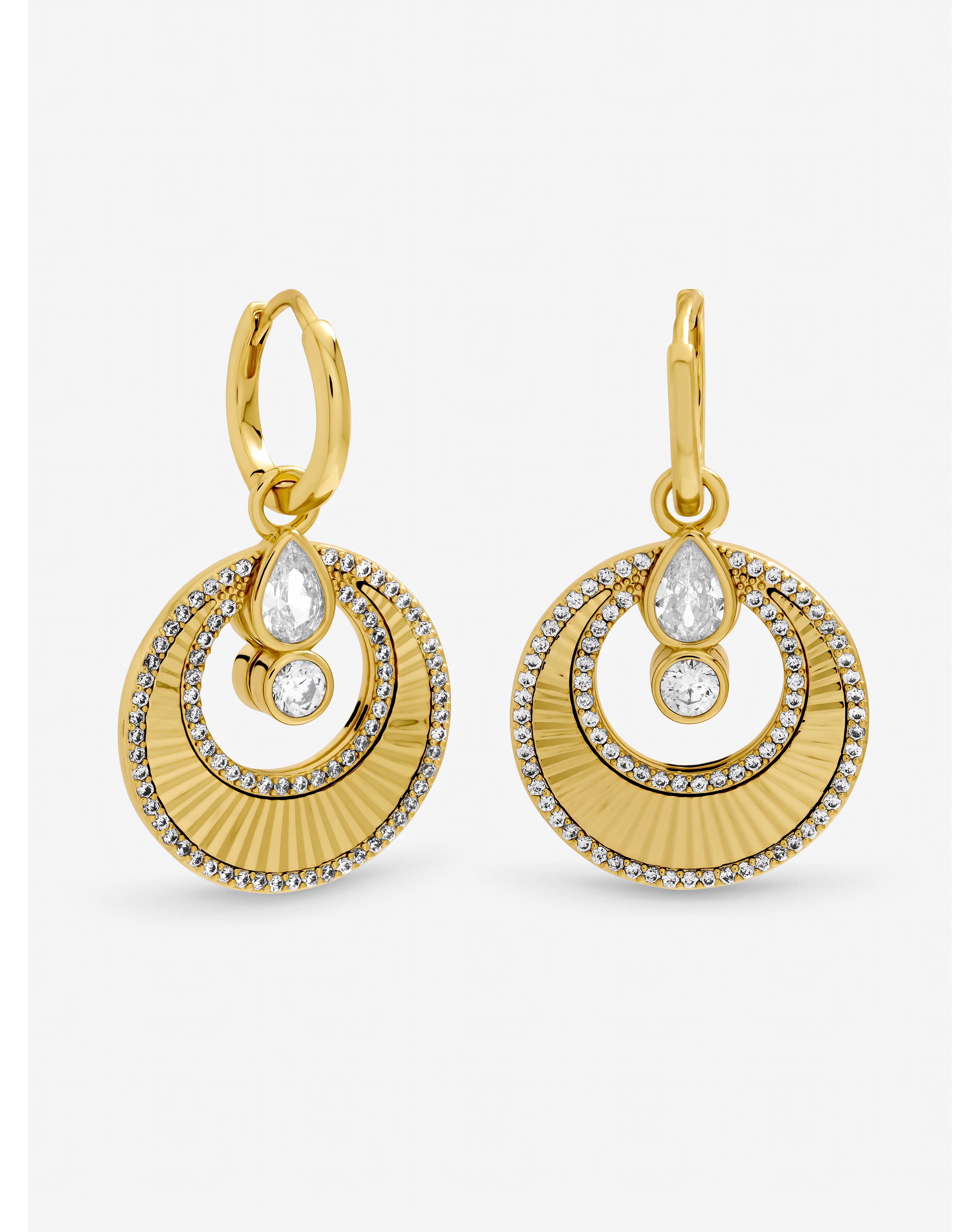 New In - Two Tone and Crystal Disk Huggies