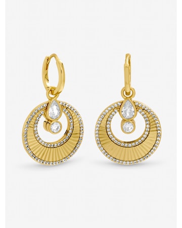 Inicio Two Tone and Crystal Disk Huggie Earrings - Gift Pouch