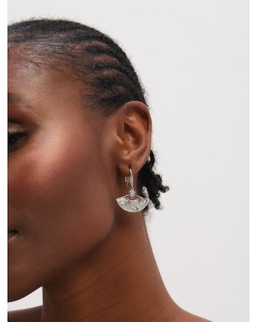 Jon Richard Rhodium Plated Mother of Pearl Fan Earrings