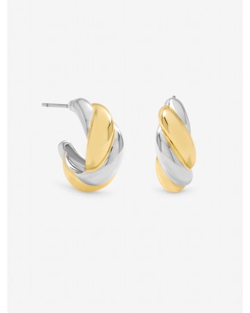 Jon Richard Two Tone Twist Hoop Earrings