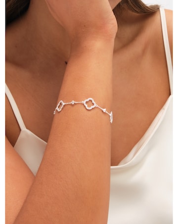 Jon Richard Silver Plated Pave and Crystal Open Clover Bracelet