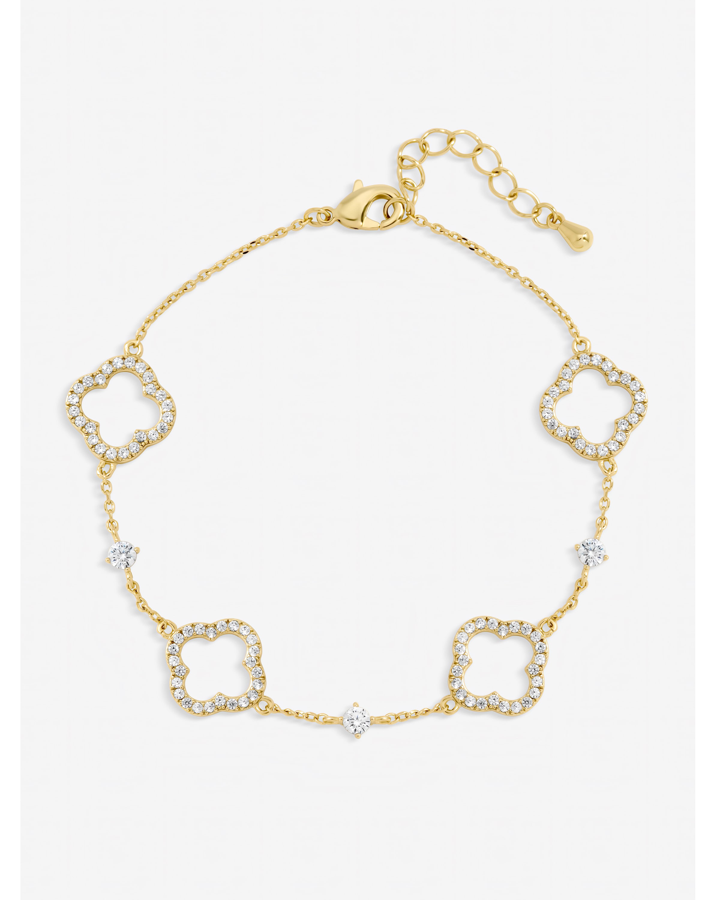 New In - Gold Plated Crystal Open Clover Bracelet
