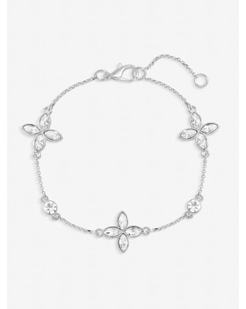 Jon Richard Silver Plated and Crystal Clover Bracelet