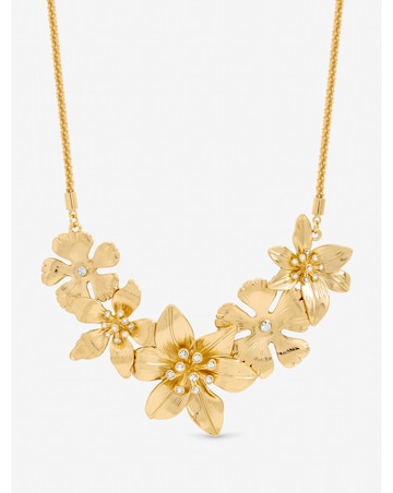 Mood Gold Polished Statement Floral Necklace