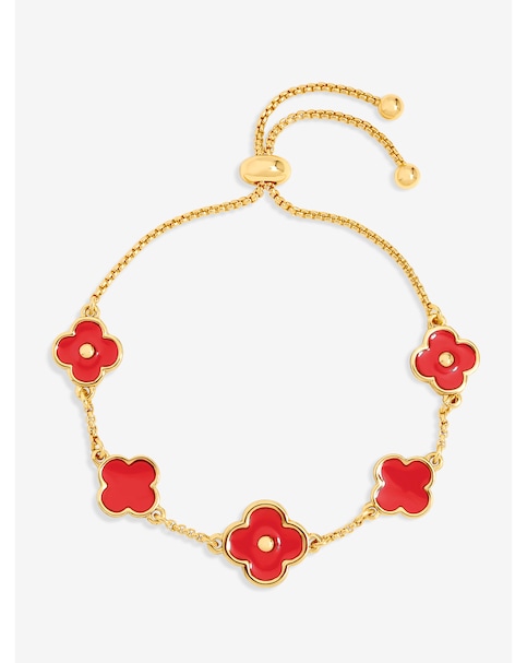 Mood Gold Plated and Coral Clover Bracelet
