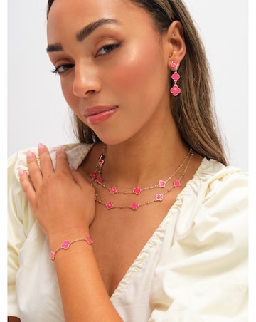 Mood Gold Plated and Coral Clover Bracelet