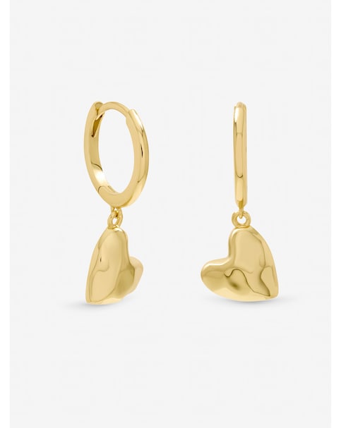 Inicio Gold Plated Molton Heart Huggie Earrings - Gift Pouch