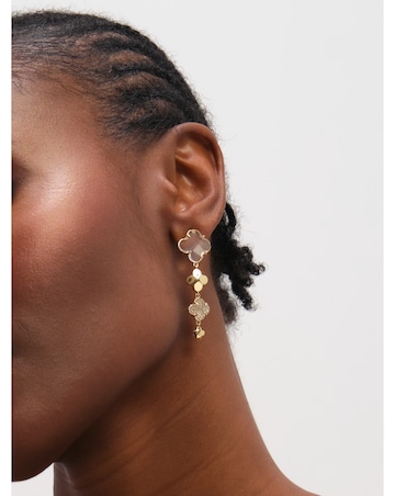 Jon Richard Gold Polished and Crystal Clover Earrings