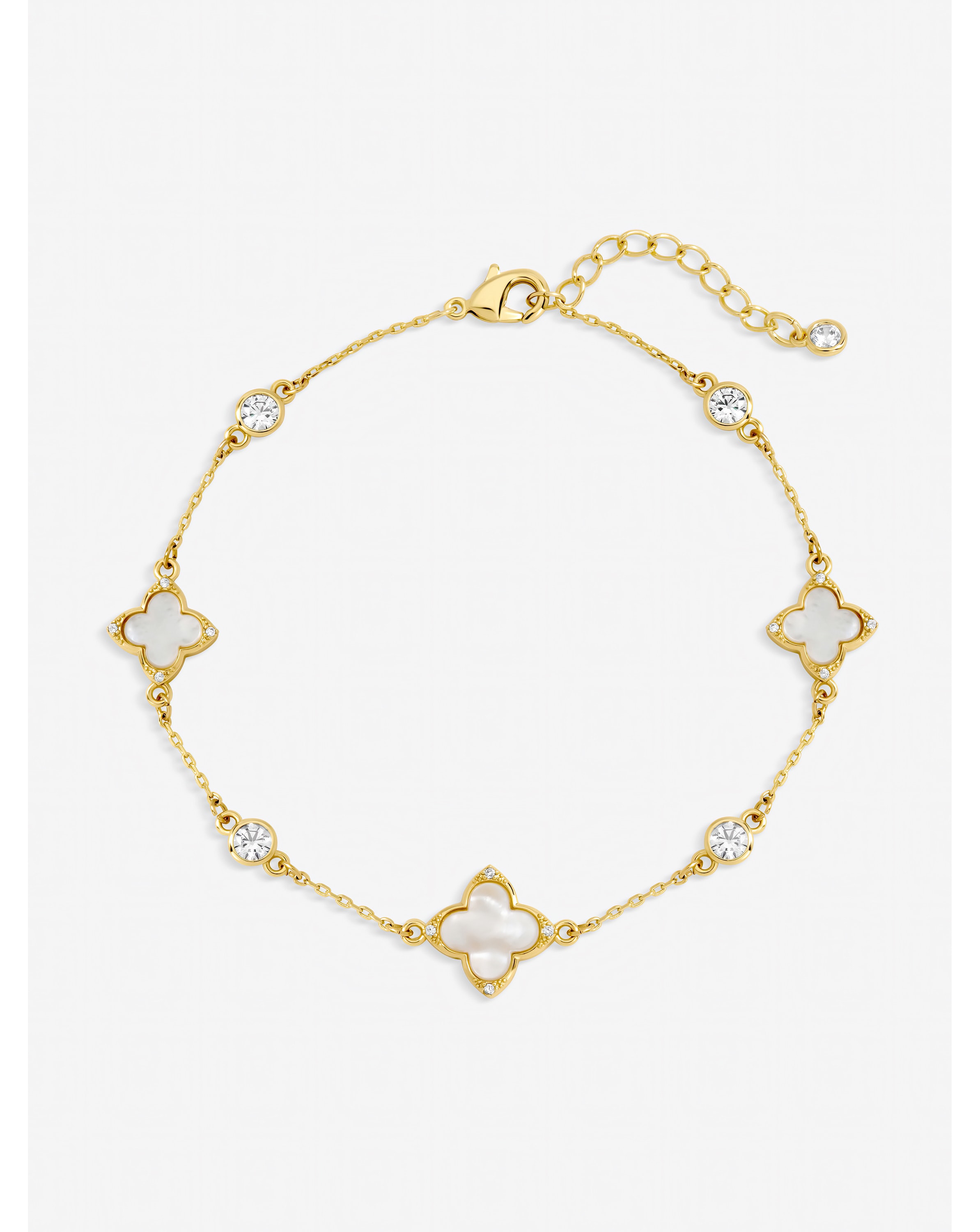 New In - Gold Plated & Crystal Clover Bracelet
