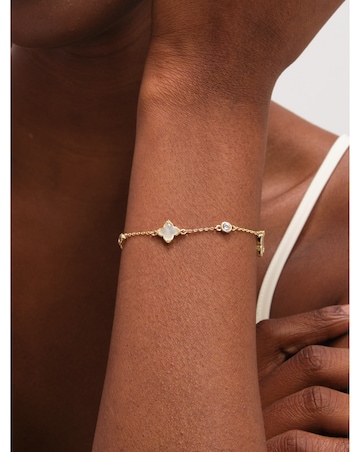 Jon Richard Gold Plated Mother of Pearl and Crystal Clover Bracelet