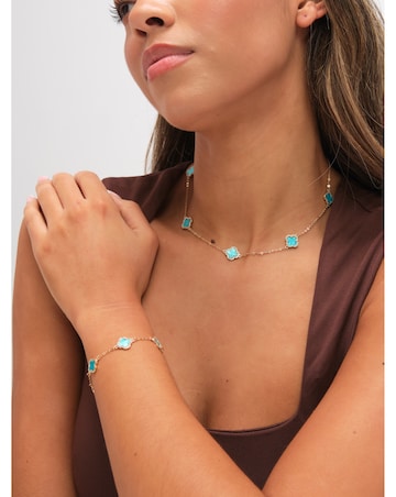 Jon Richard Gold Plated and Turquoise Station Clover Necklace