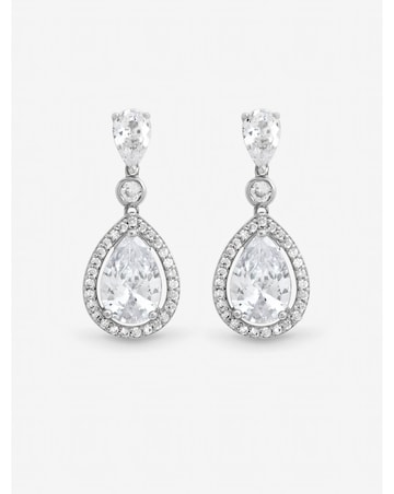 Jon Richard Rhodium Plated Cubic Zirconia Pear Drop Earrings