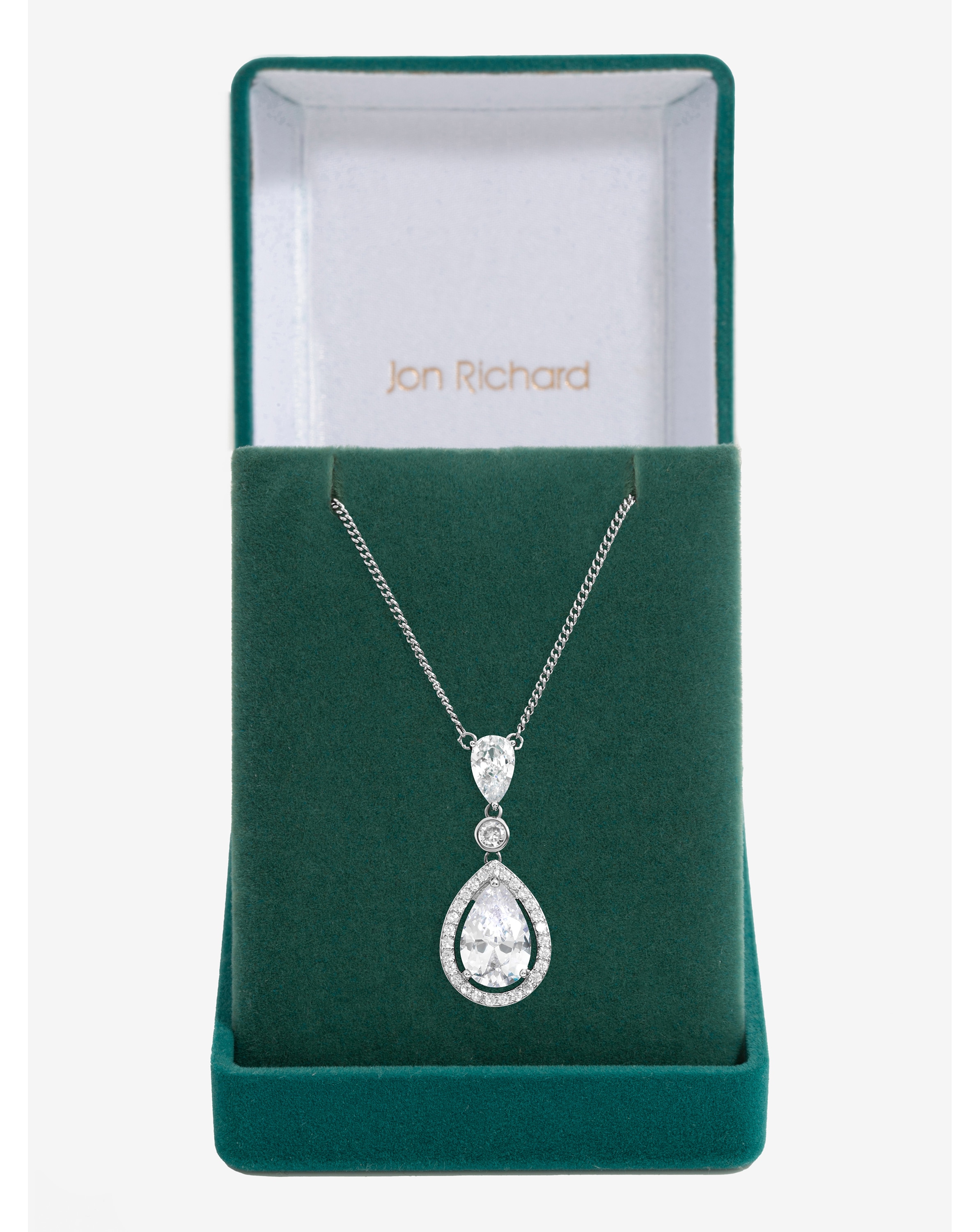 New In - Rhodium Plated CZ Pendant Necklace