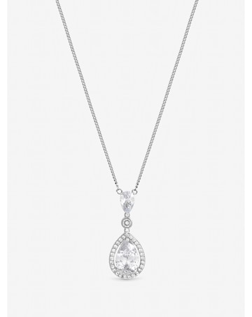 Jon Richard Rhodium Plated Cubic Zirconia Pendant Necklace
