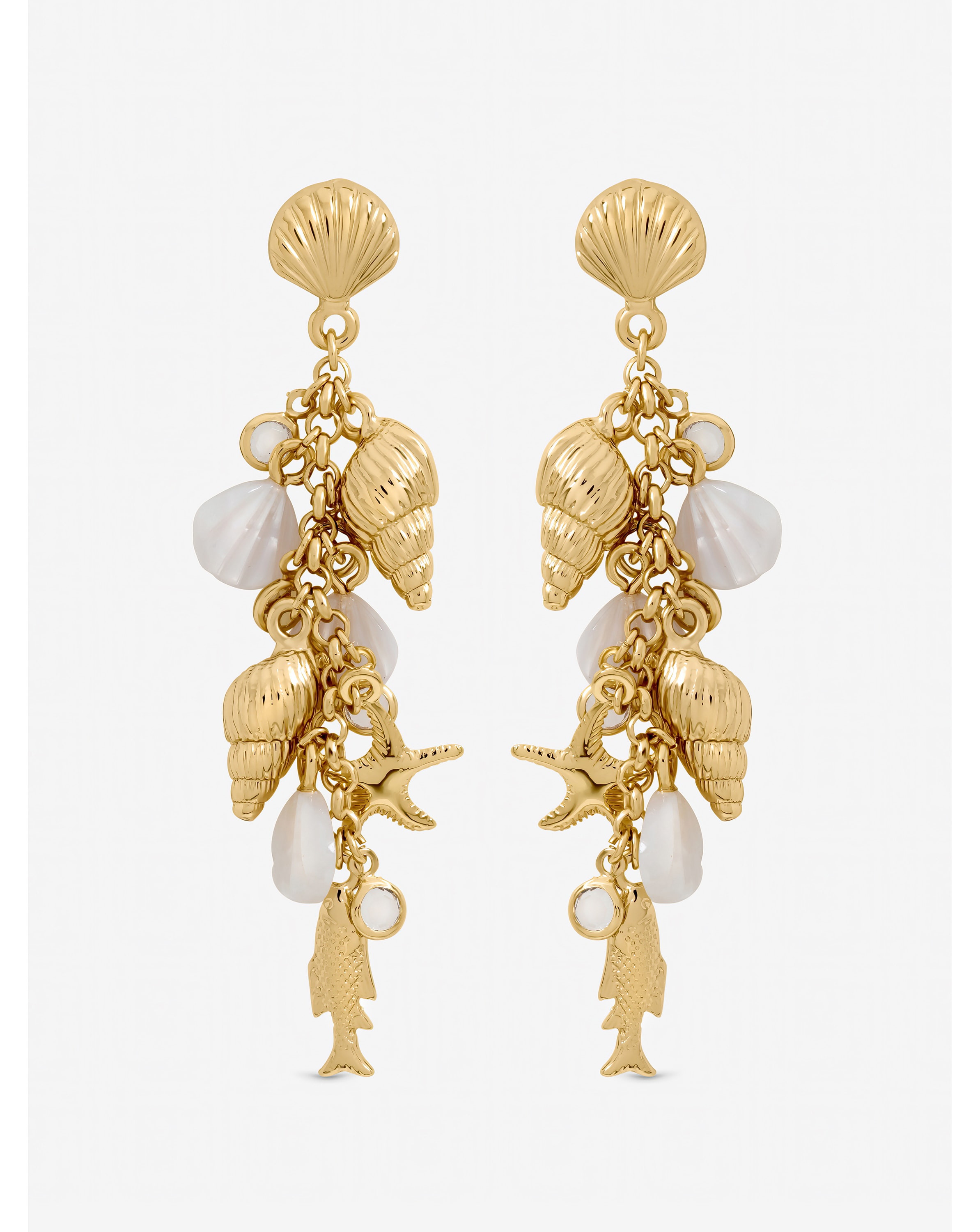 Gold Plated Droplet Shell Earrings