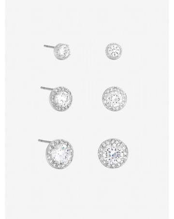 Jon Richard Silver Plated and Crystal Halo Earrings - Multipack