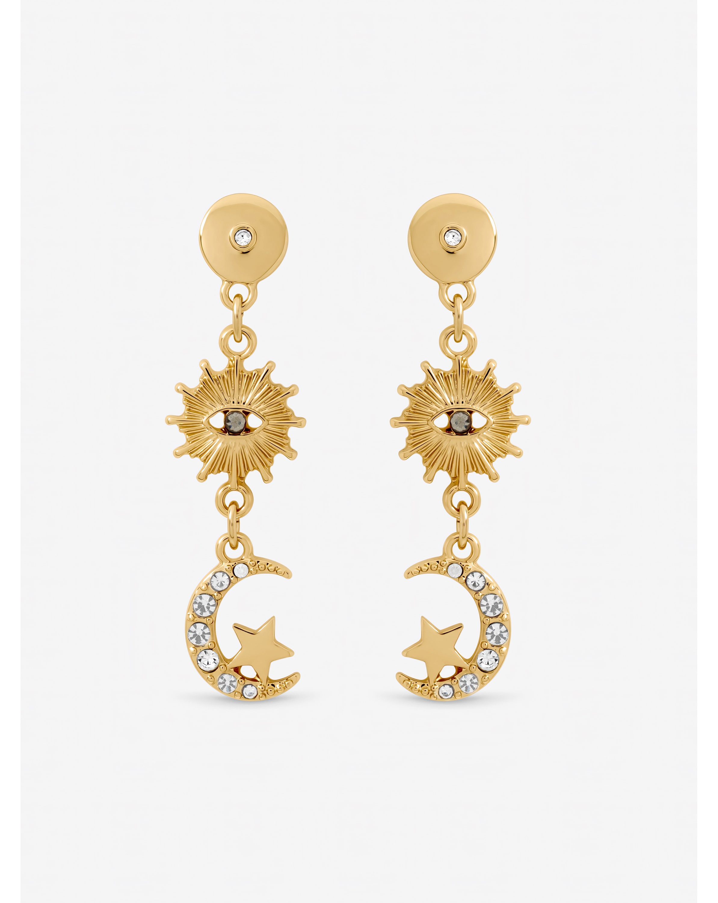 New In - Gold Plated Evil Eye Celestial Earrings