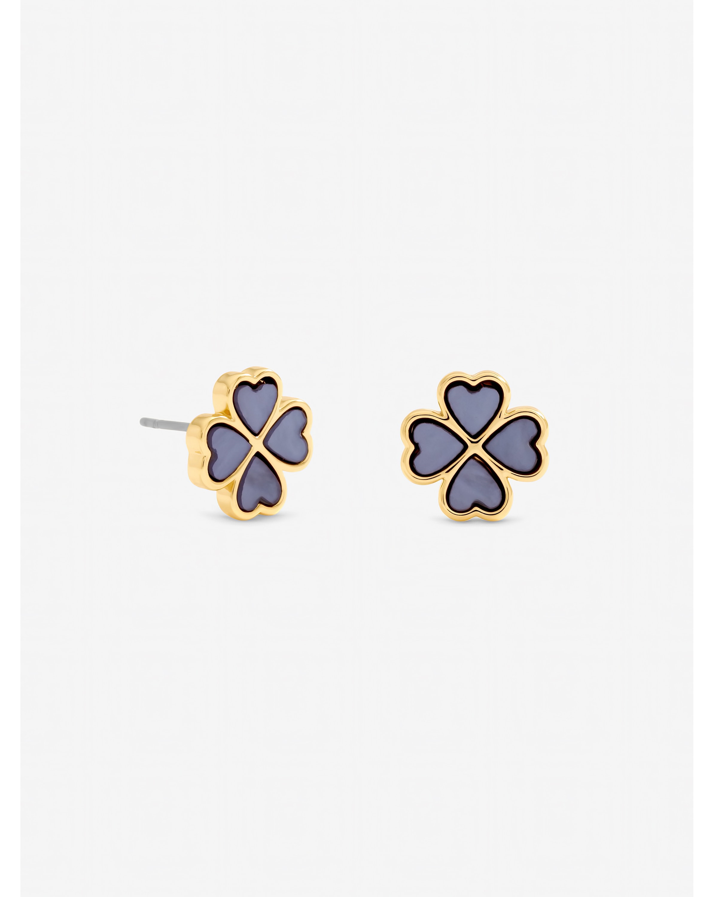 New In - Gold Plated Lilac Clover Heart Studs