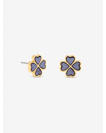 Jon Richard Gold Plated and Lilac Clover Heart Stud Earrings