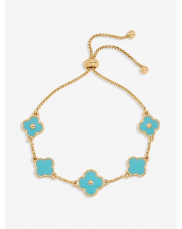 Mood Gold Plated and Turquoise Clover Bracelet