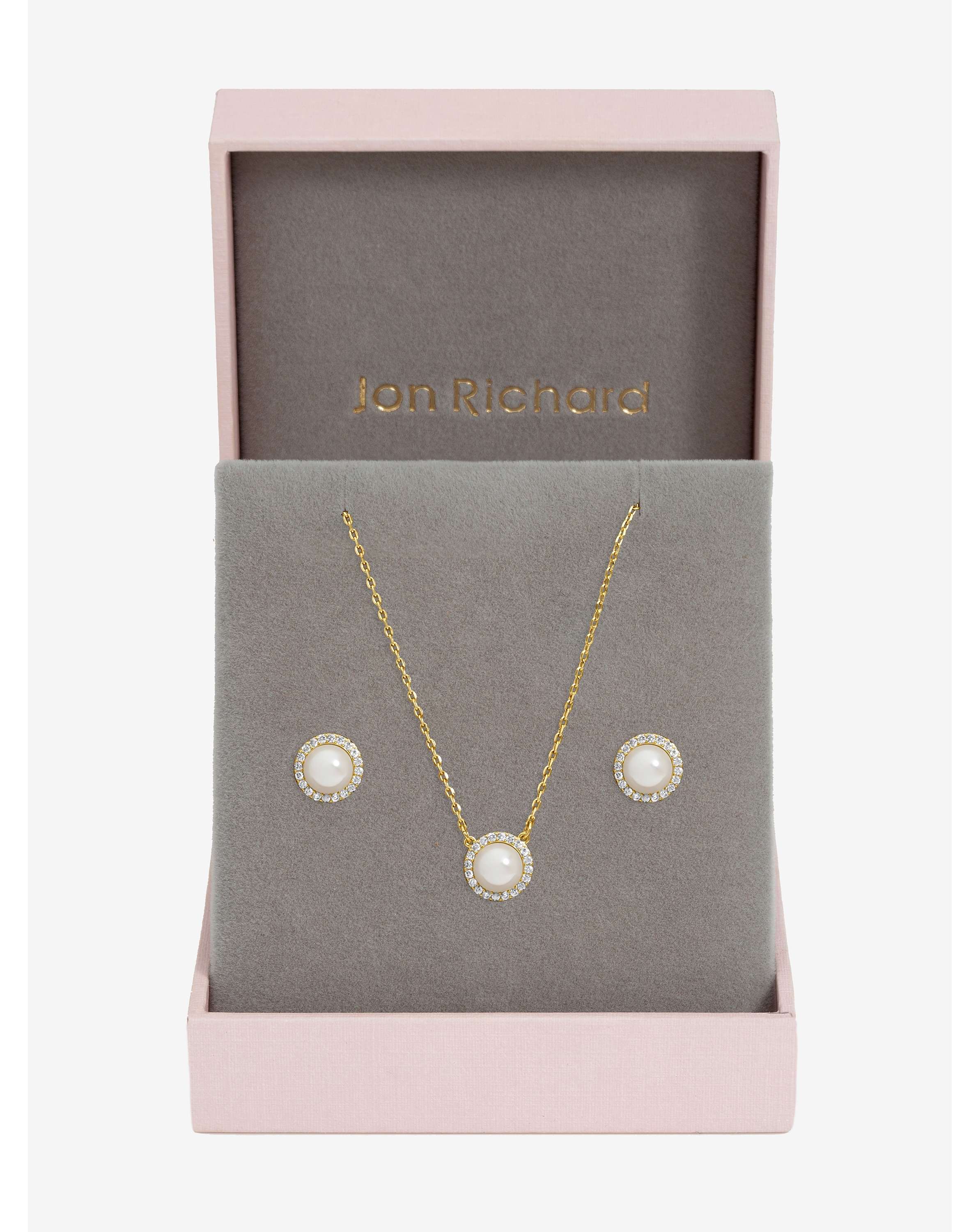 New In - Gold Crystal Pearl Halo Set - Gift Box