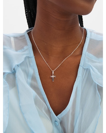 Inicio Sterling Silver Plated Polished Cross Pendant - Gift Pouch