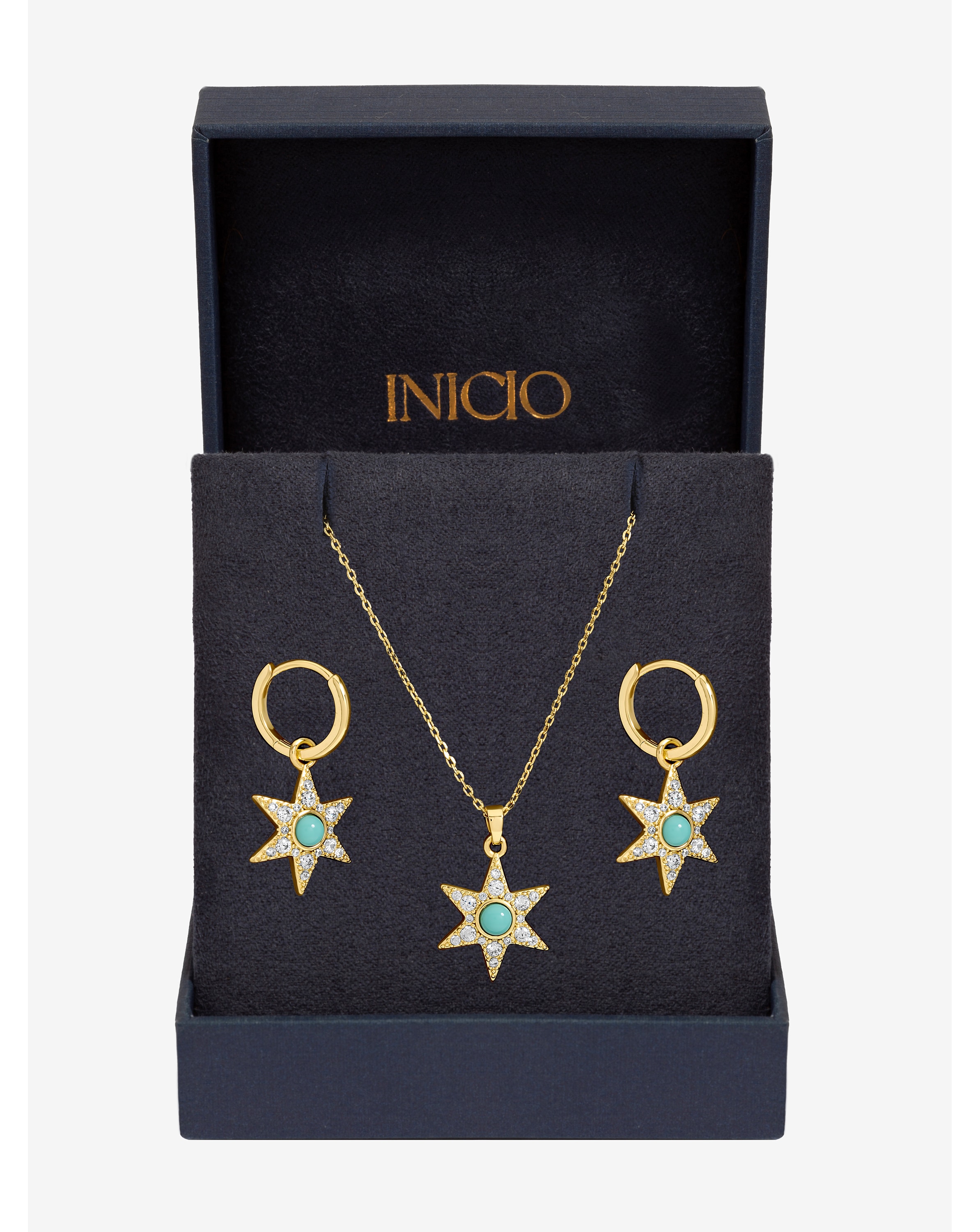 New In - Gold Plated Turquoise Set - Gift Box