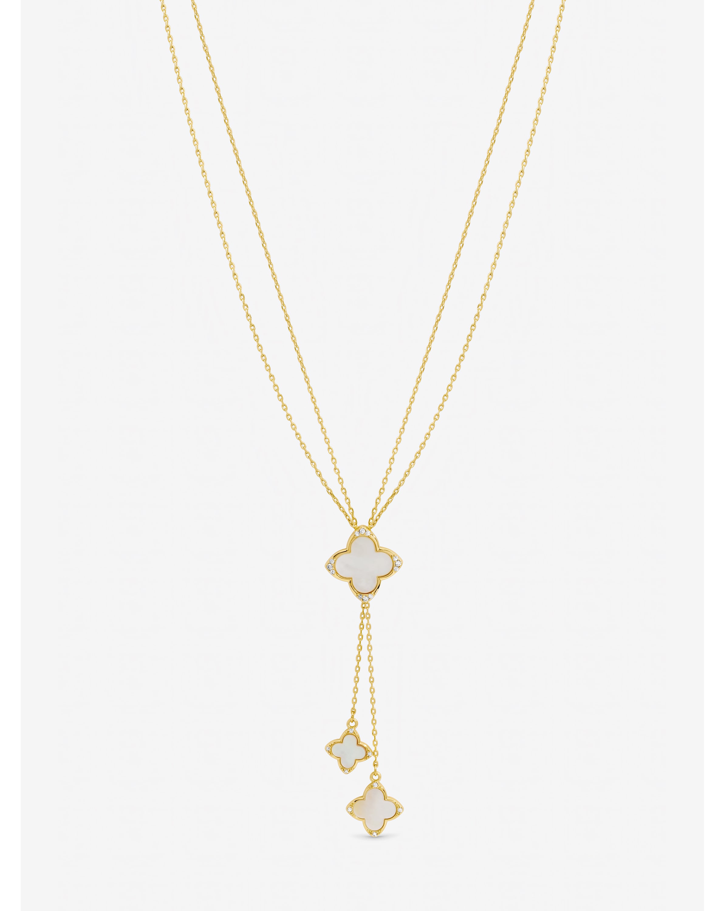 New In - Gold Plated Crystal Clover Y-Necklace