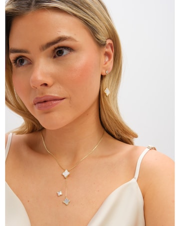 Jon Richard Gold Plated Mother of Pearl and Crystal Clover Y-Necklace