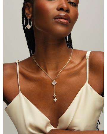 Jon Richard Gold Plated Mother of Pearl and Crystal Clover Y-Necklace