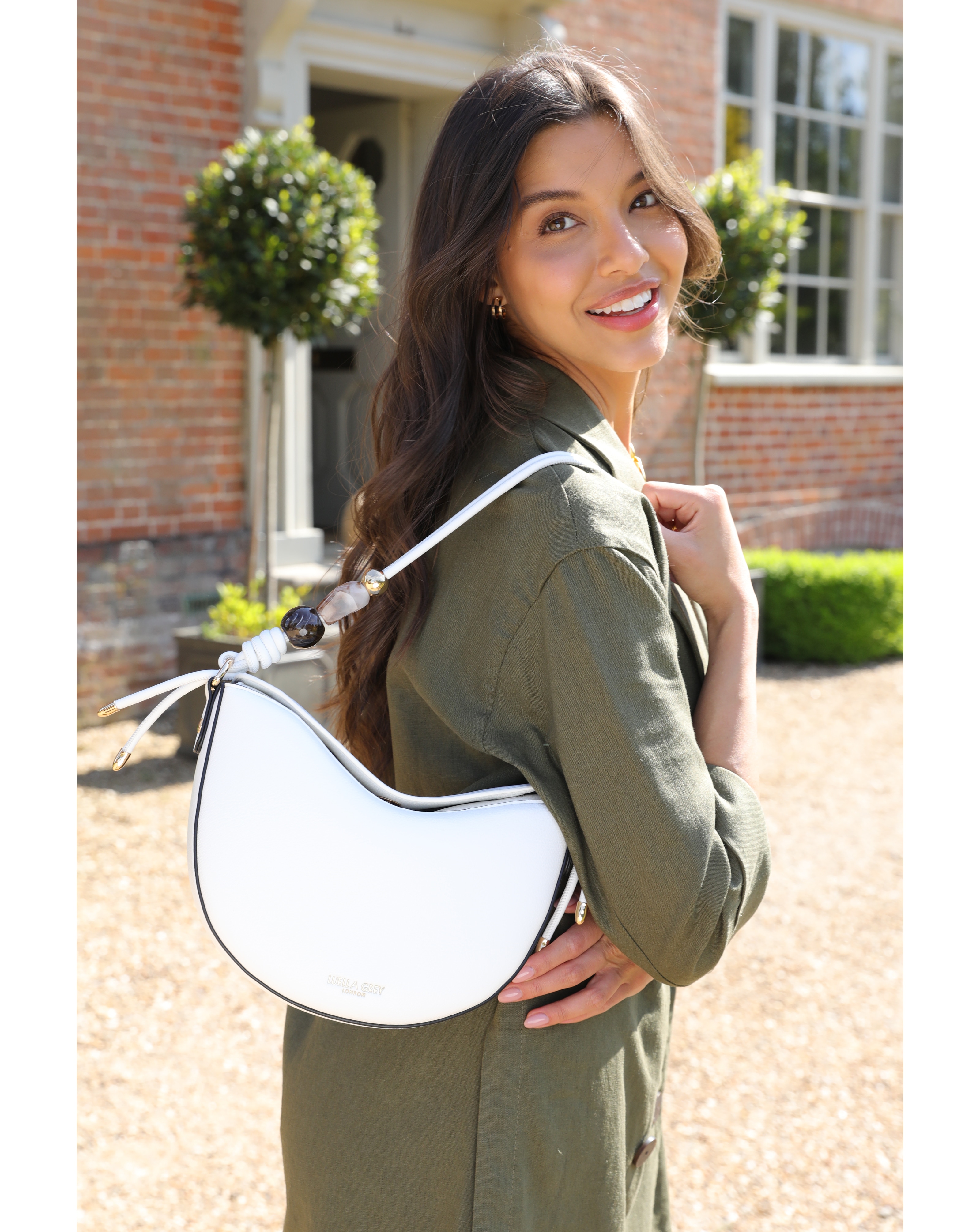Luella Grey Cora White Saddle Crossbody