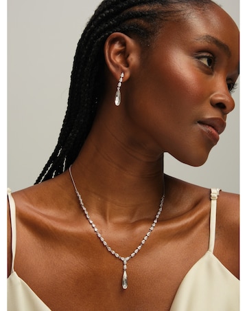 Jon Richard Rhodium Plated Linear Pear Drop Y-Necklace