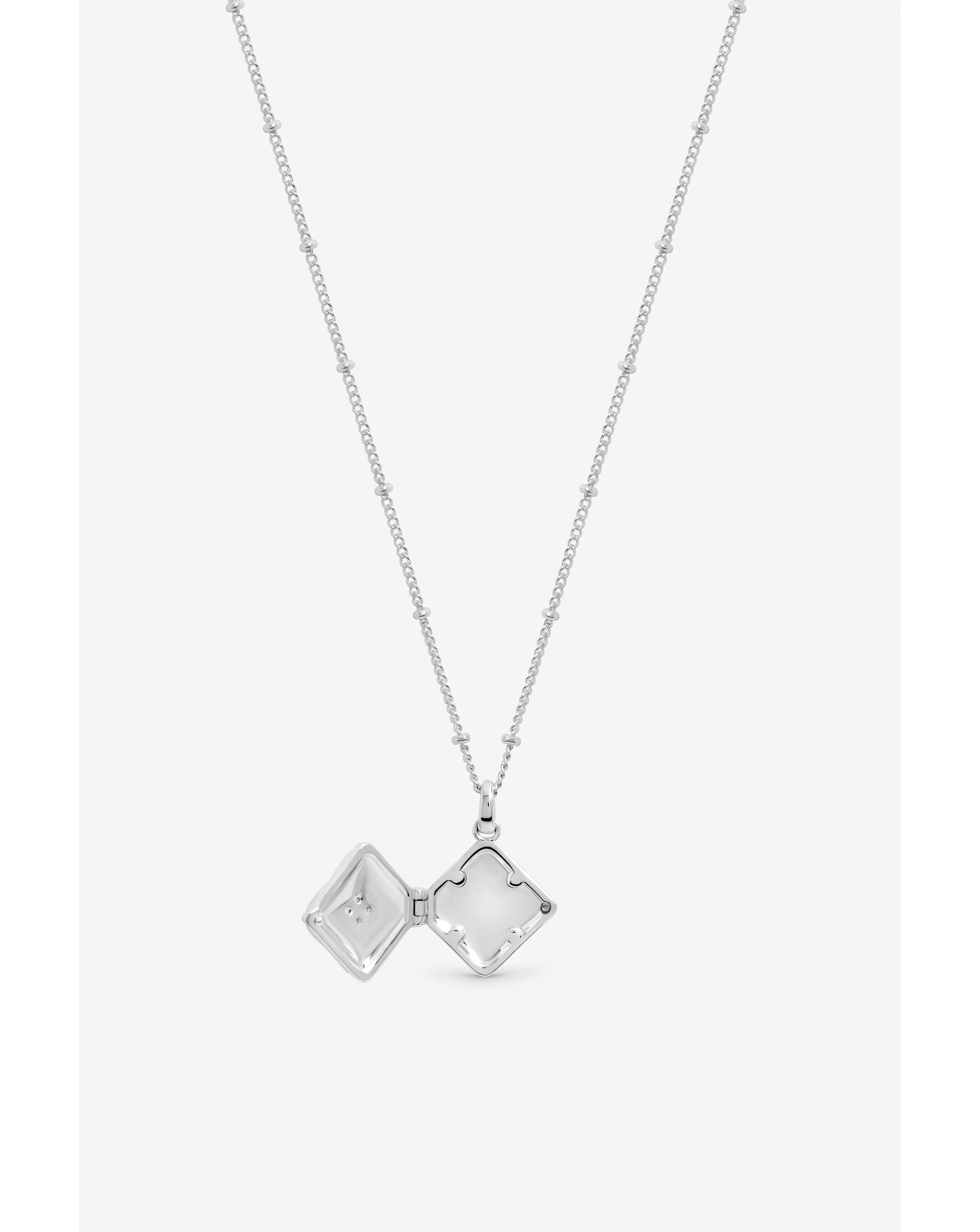 New In - Silver Plated Satin Clover Locket