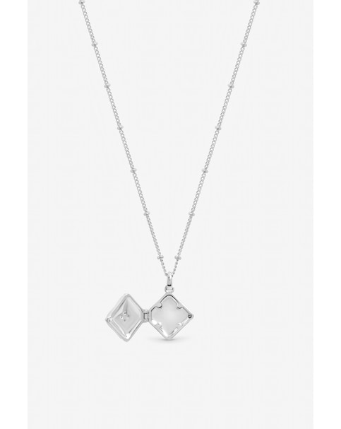Inicio Sterling Silver Plated Satin Clover Locket - Gift Pouch