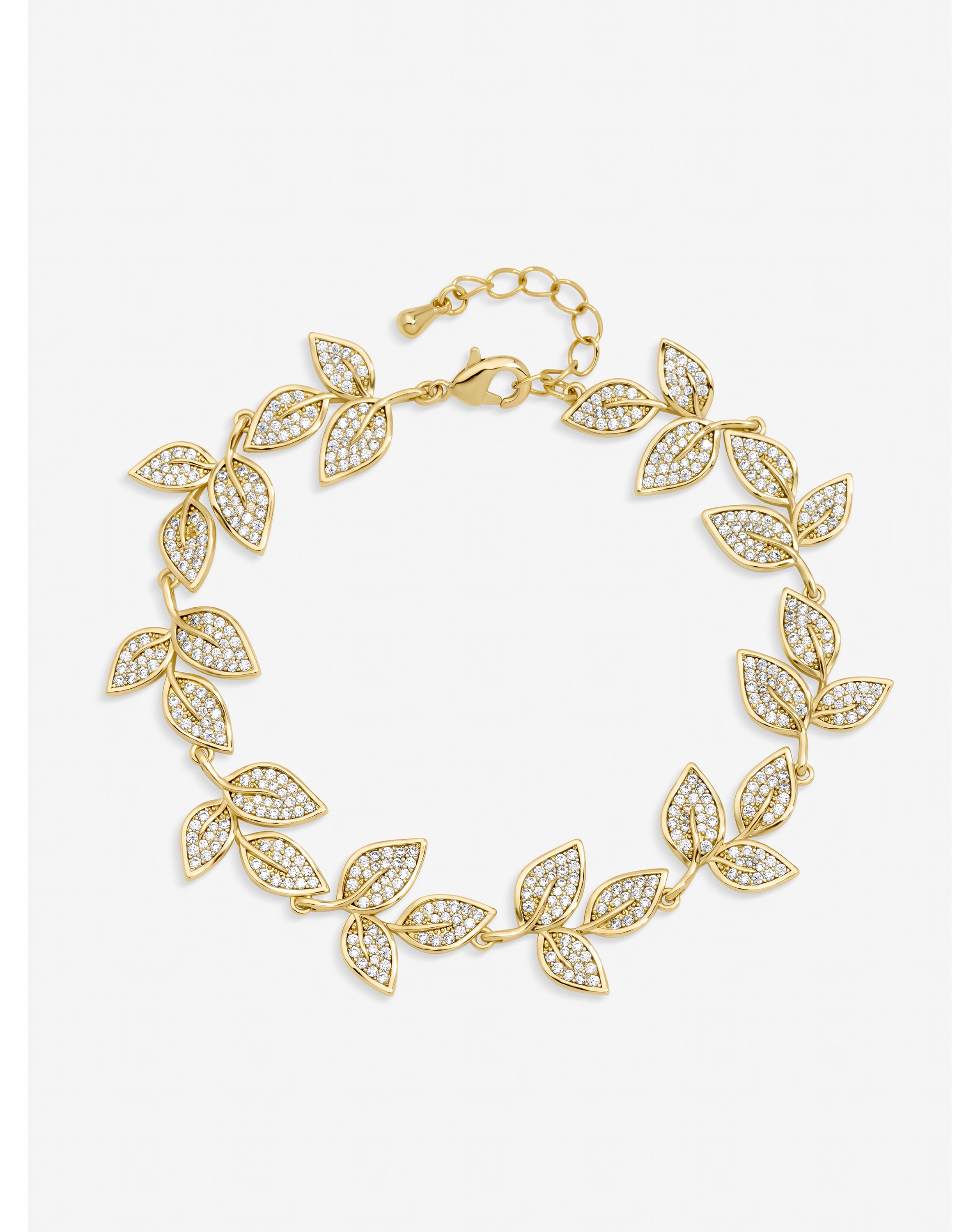 Gold Plated Cubic Zirconia Leaf Bracelet