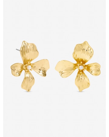 Jon Richard Gold Plated and Pearl Statement Flower Clip Earrings
