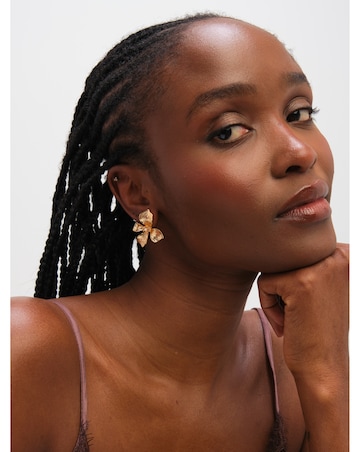 Jon Richard Gold Plated and Pearl Statement Flower Clip Earrings