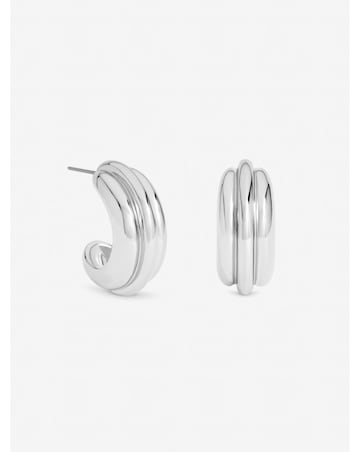 Mood Silver Plated Chubby Hoop Earrings