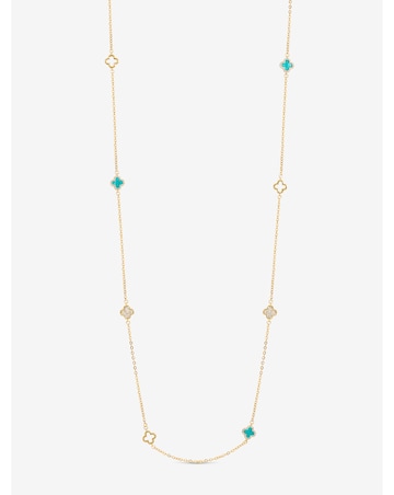 Jon Richard Gold Plated and Turquoise Long Station Clover Necklace