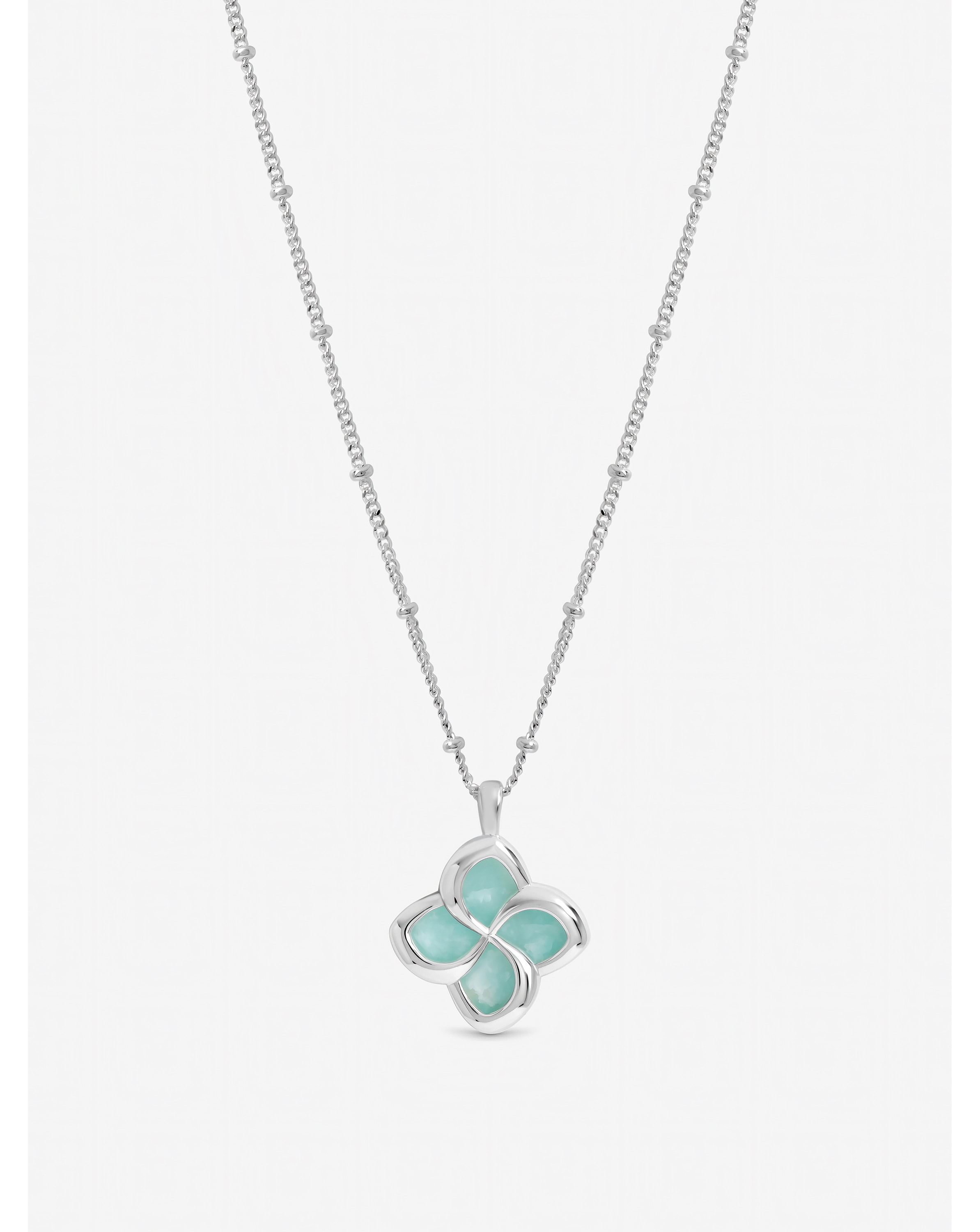 New In - Silver Plated Turquoise Clover Pendant