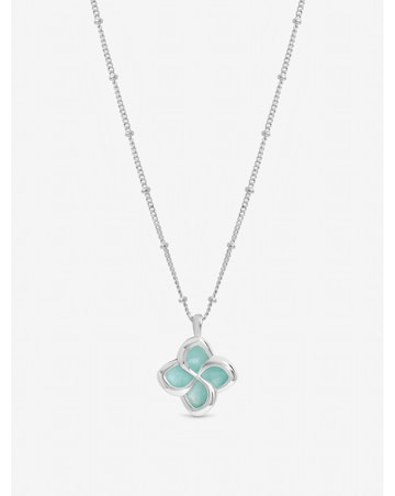Inicio Sterling Silver Plated Turquoise Clover Pendant - Gift Pouch