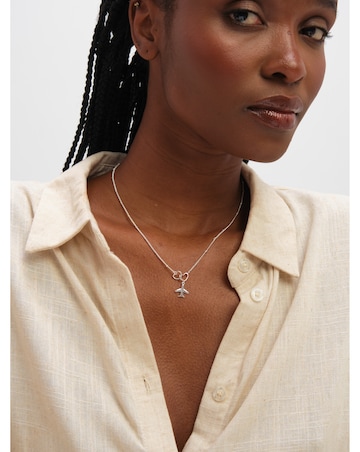 Inicio Sterling Silver Plated Interlink Heart Plane Necklace - Gift Pouch