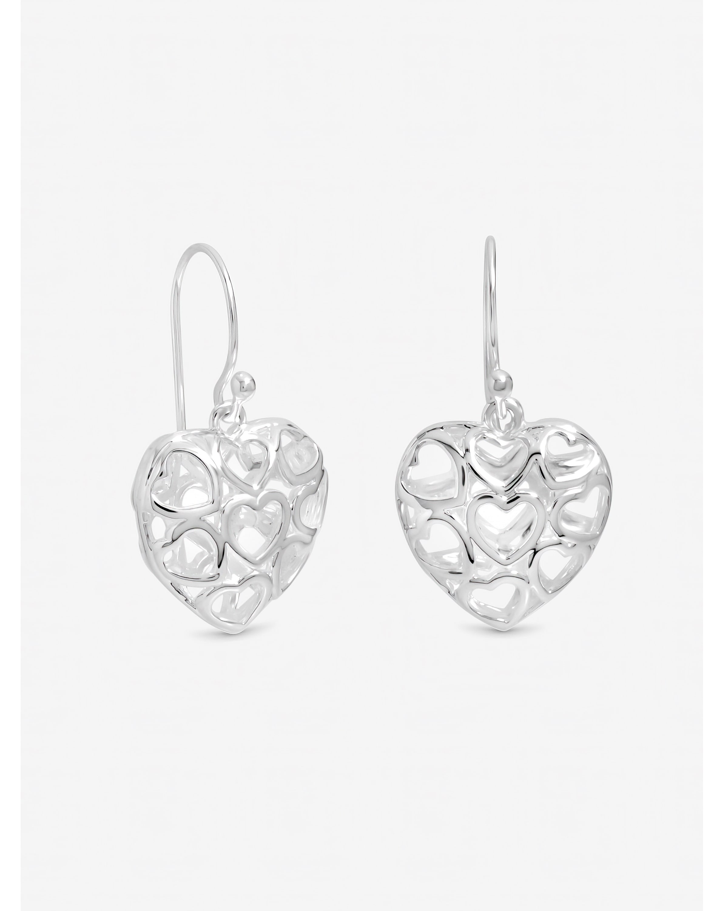 New In - Filagree Puff Heart Fishhook Earrings