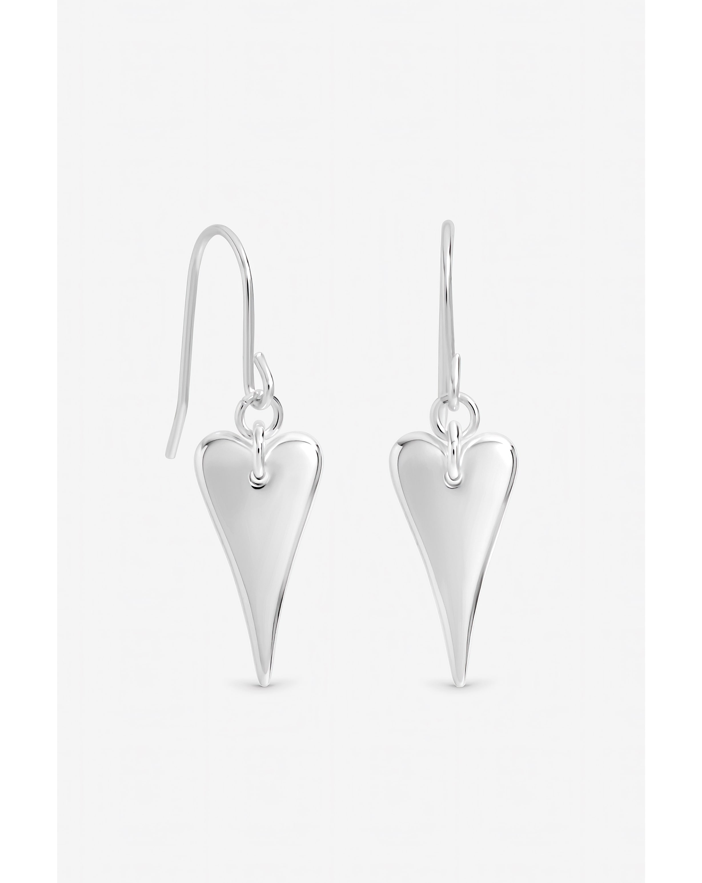 Silver Plated Heart Fishhook Earrings