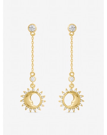 Inicio Gold Plated and Mother of Pearl Sun Earrings - Gift Pouch
