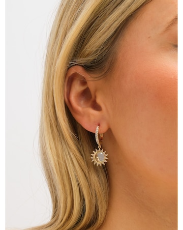 Inicio Gold Plated and Mother of Pearl Sun Earrings - Gift Pouch